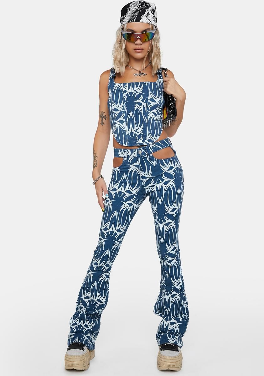 Denim Tattoo Corset Top sold by Dolls Kill product image thumbnail 3