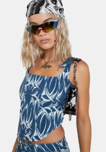 Denim Tattoo Corset Top sold by Dolls Kill