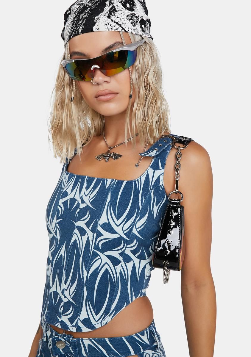 Denim Tattoo Corset Top sold by Dolls Kill product image thumbnail 2