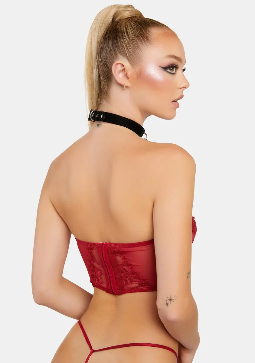 Roux Floral Embroidery Strapless Bustier Set sold by Dolls Kill product image thumbnail 3