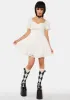 White Angel Embroidered Puff Sleeve Dress sold by Dolls Kill
