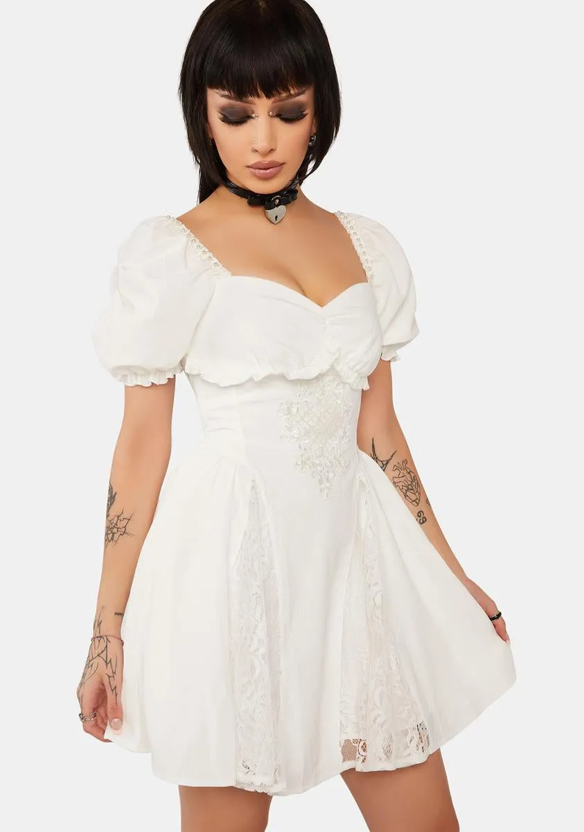 White Angel Embroidered Puff Sleeve Dress sold by Dolls Kill product image thumbnail 2
