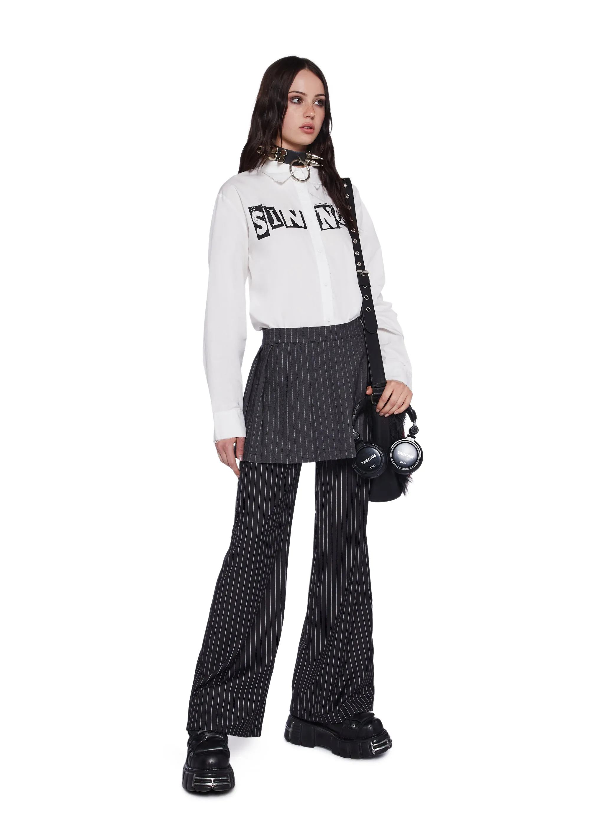 Pinstripe Skirt Pants sold by Dolls Kill product image thumbnail 2