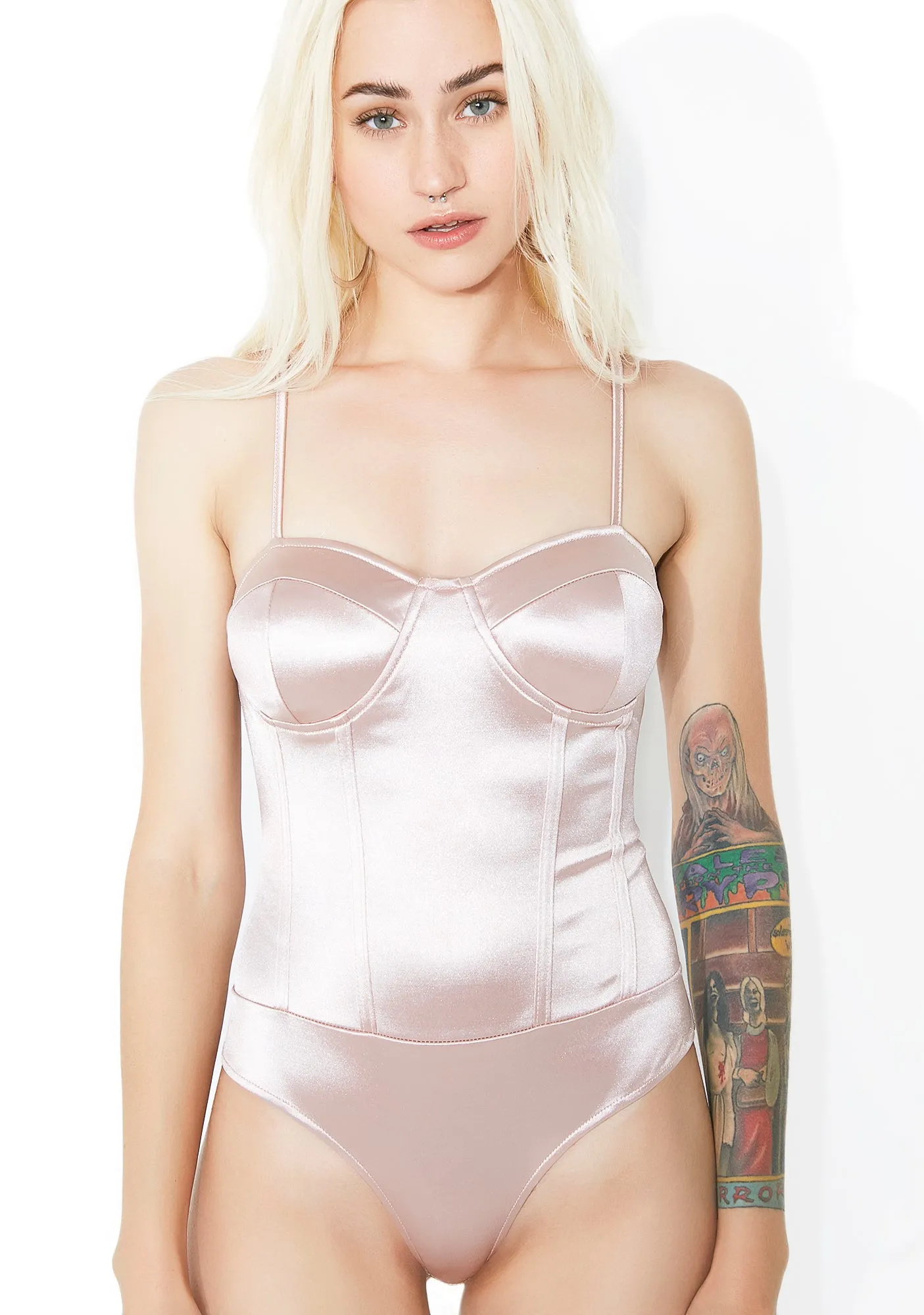 Sweet Darla Satin Bodysuit sold by Dolls Kill
