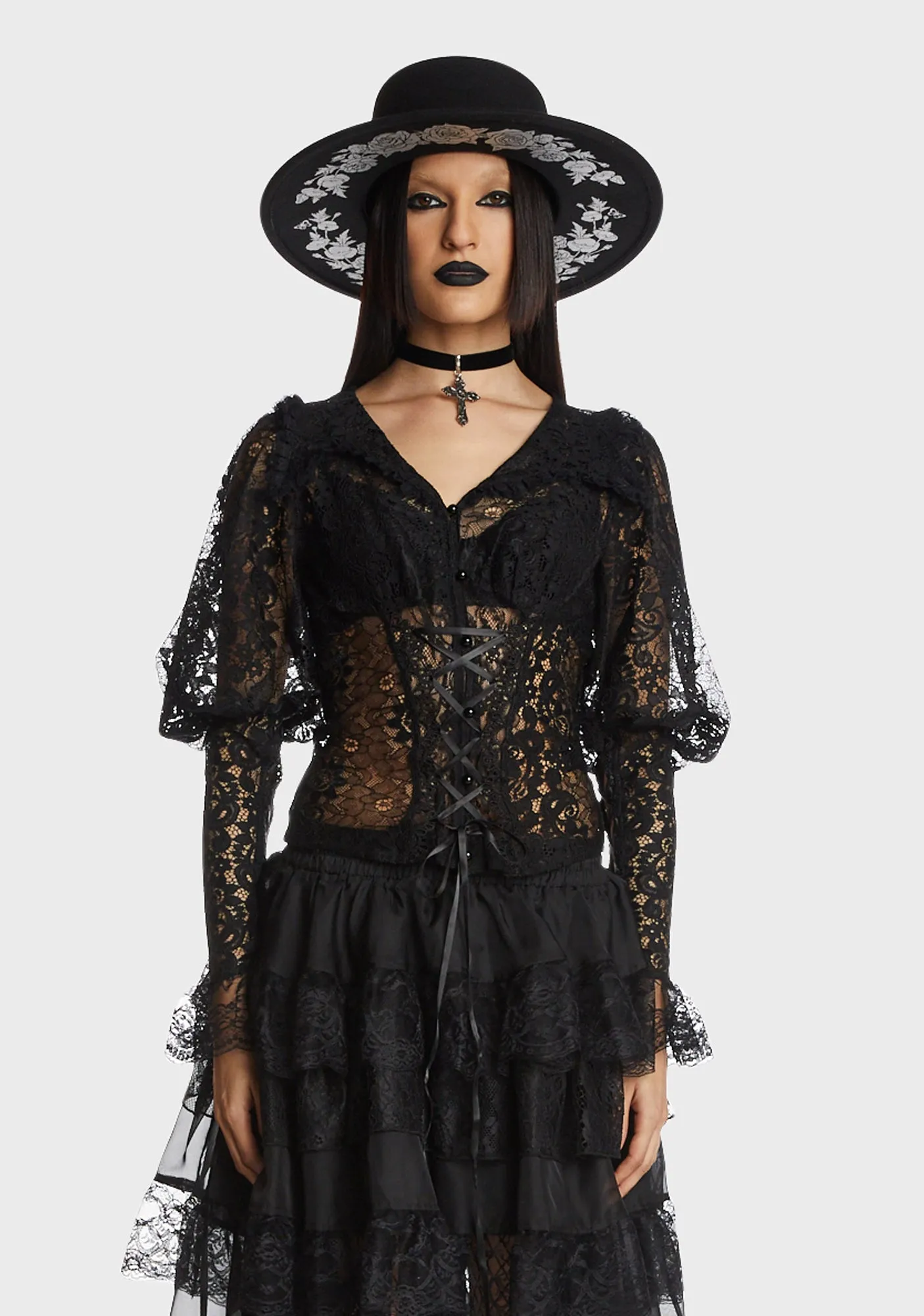 Gothic Sexy Lace Blouse sold by Dolls Kill