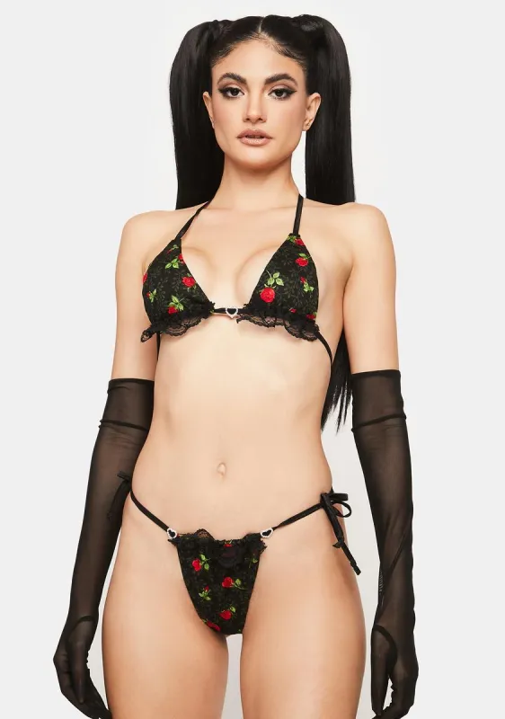 Red Rose Lingerie Set sold by Dolls Kill