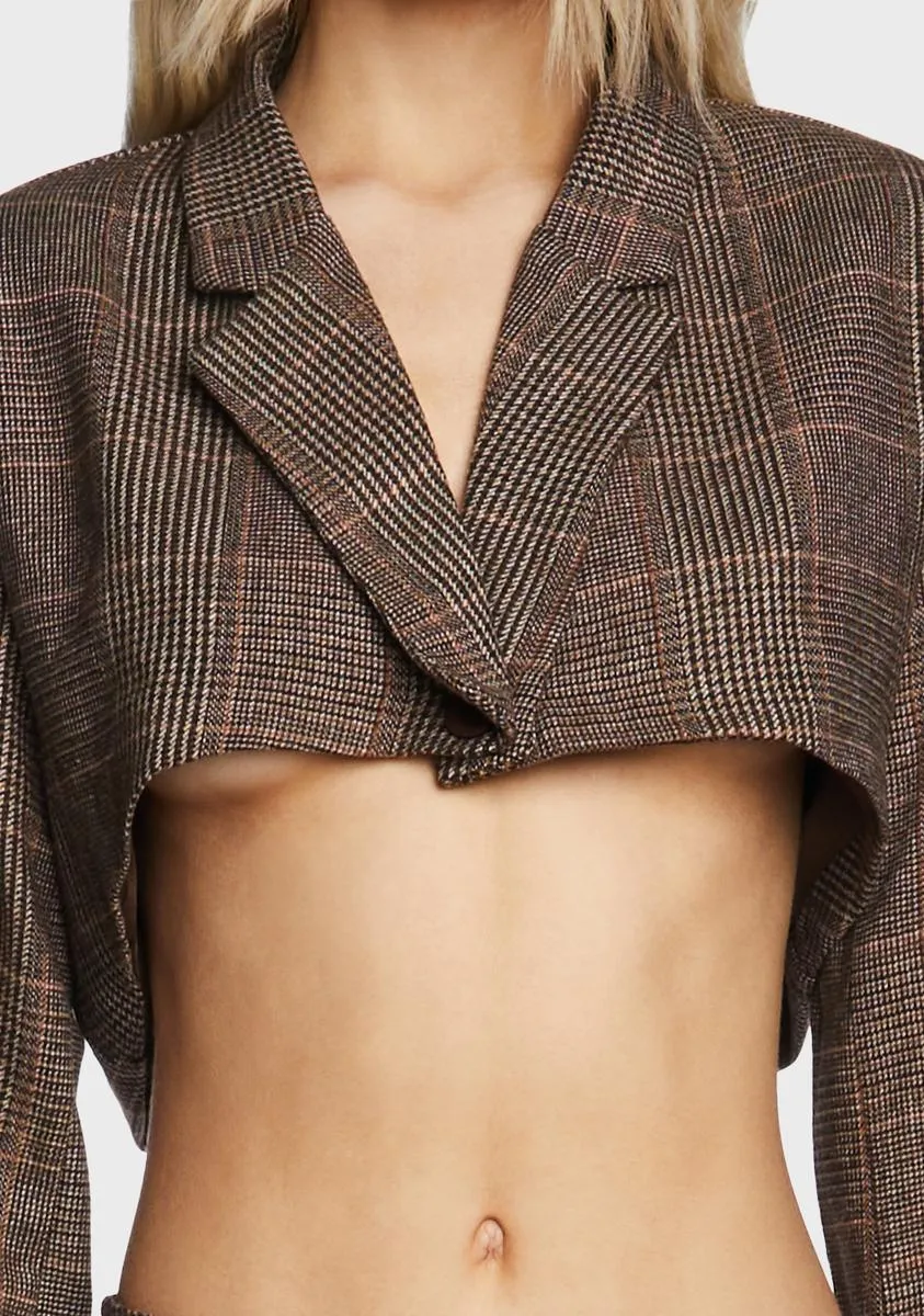 Plaid Cropped Blazer sold by Dolls Kill product image thumbnail 2