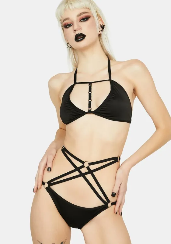 Black Strappy Bikini Set sold by Dolls Kill