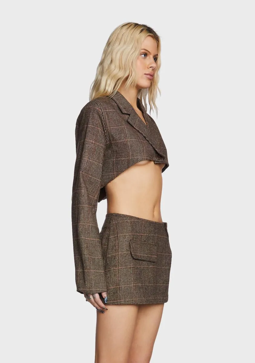 Plaid Cropped Blazer sold by Dolls Kill product image thumbnail 3
