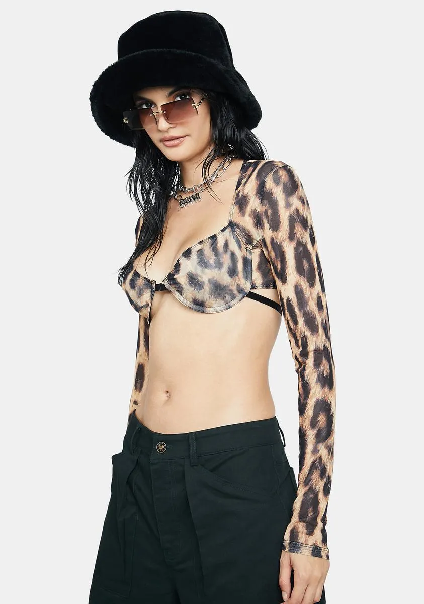 Keri Leopard Mesh Bra Top sold by Dolls Kill product image thumbnail 2