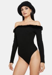 What A Feeling Fuzzy Bodysuit sold by Dolls Kill