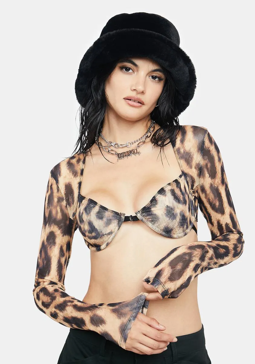 Keri Leopard Mesh Bra Top sold by Dolls Kill