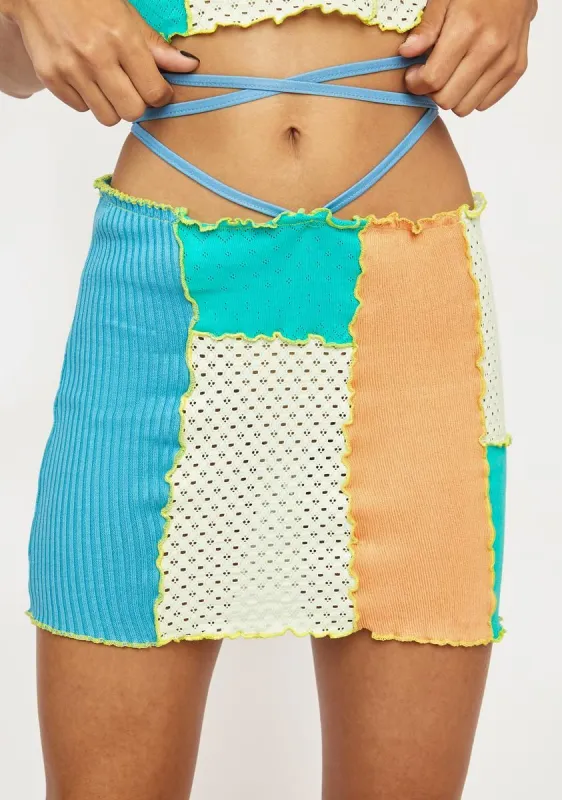 Multi Panelled Mini Skirt With Tie Up Detail sold by Dolls Kill