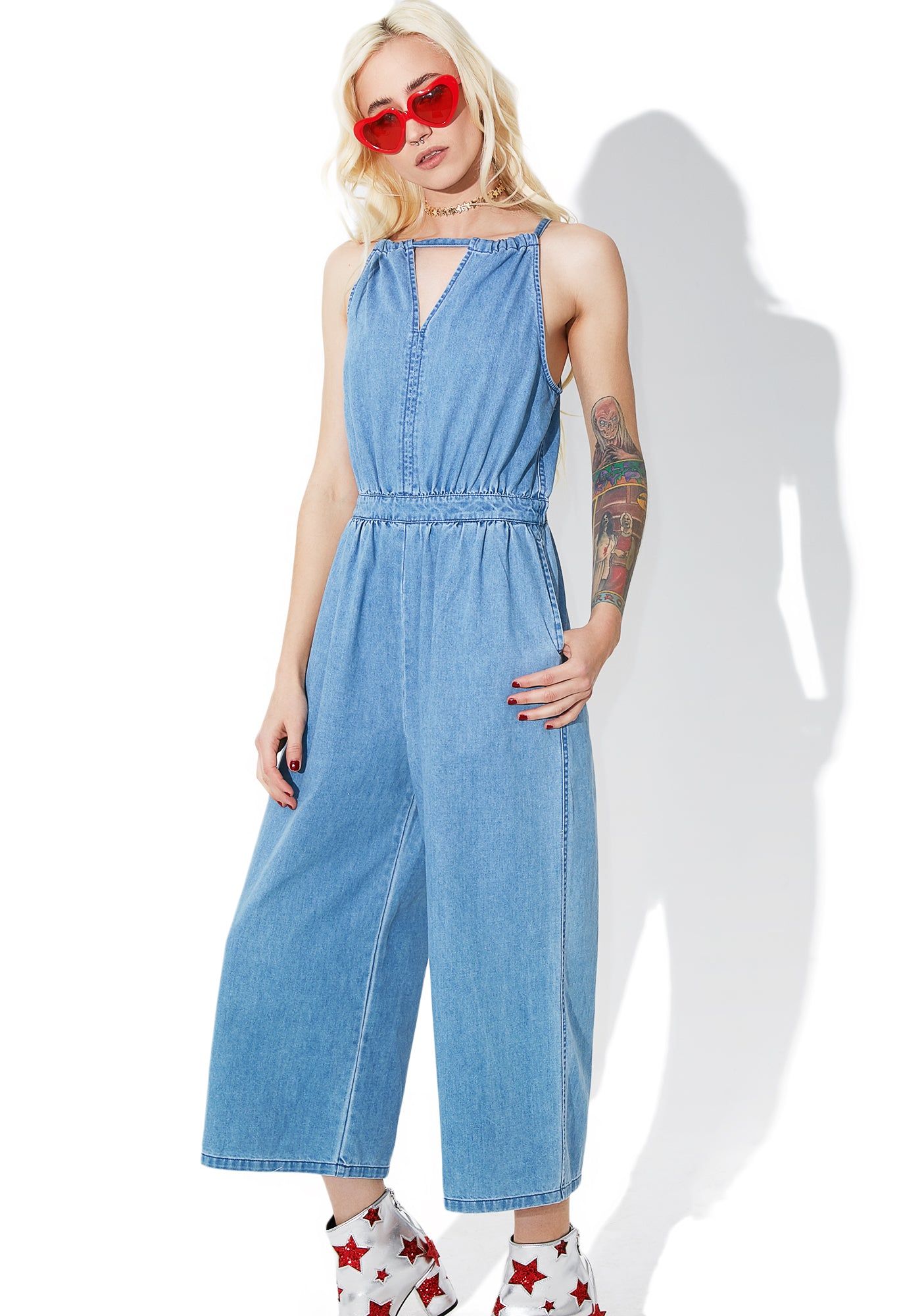 What A Feelin' Denim Jumpsuit sold by Dolls Kill product image thumbnail 3