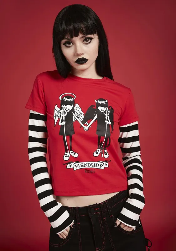 Friend Or Foe Layered Graphic Tee sold by Dolls Kill