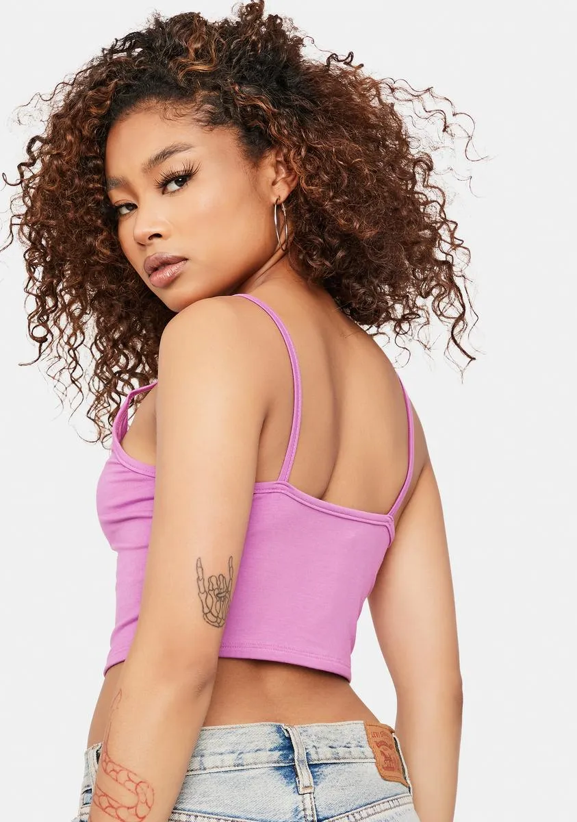 Lilac Fashionably Late Strappy Crop Tank sold by Dolls Kill product image thumbnail 4