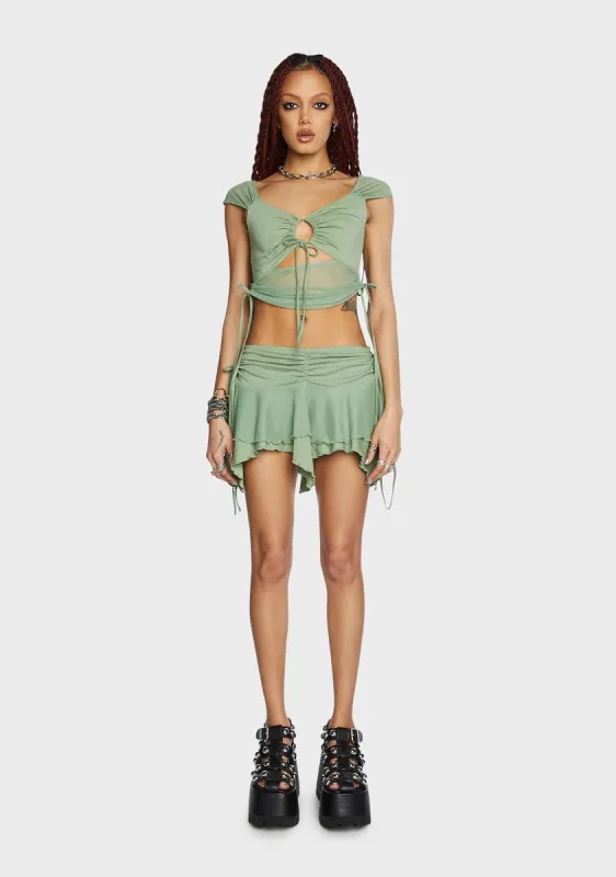 Clearly Into You Skirt Set - Sage sold by Dolls Kill