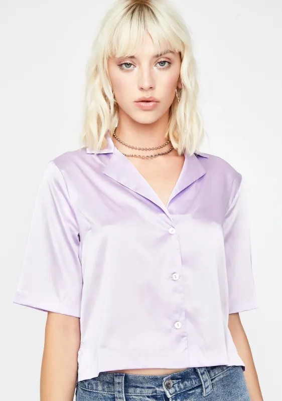 Grape Hella Bossy Satin Top sold by Dolls Kill