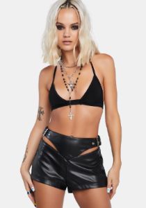 The Devil's Reject Vegan Leather Shorts sold by Dolls Kill