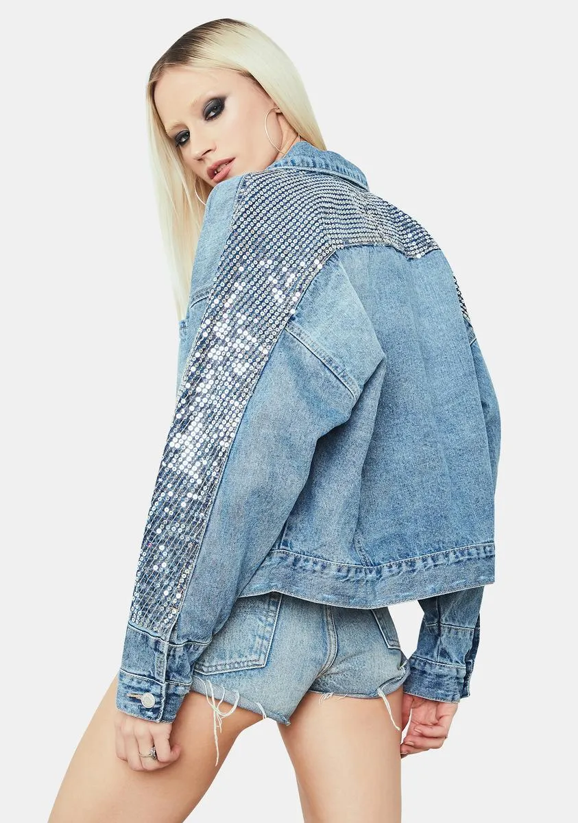 Star Of The Show Sequin Denim Jacket sold by Dolls Kill product image thumbnail 4