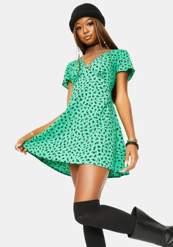 Dainty Ditsy Green Elara Dress sold by Dolls Kill