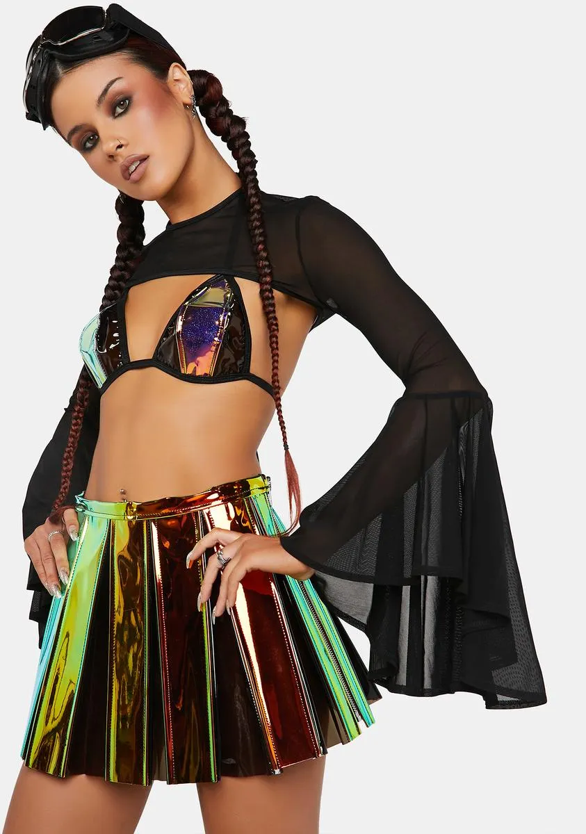 Black Mesh Bell Sleeve Shrug sold by Dolls Kill product image thumbnail 2