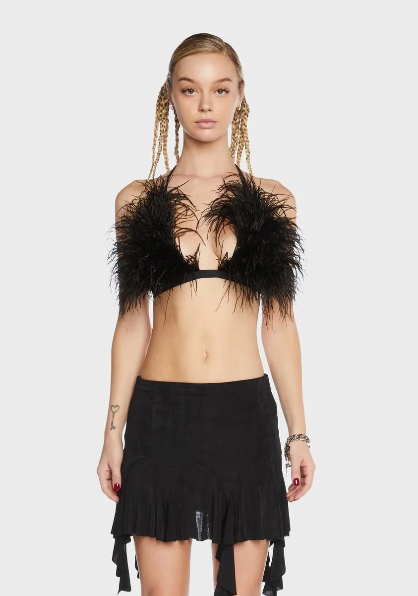 Fur Trim Self Tie Mini Top sold by Dolls Kill