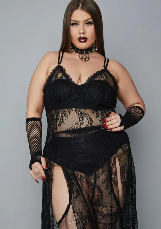 Plus Spirit Of Late Lace Maxi Dress sold by Dolls Kill