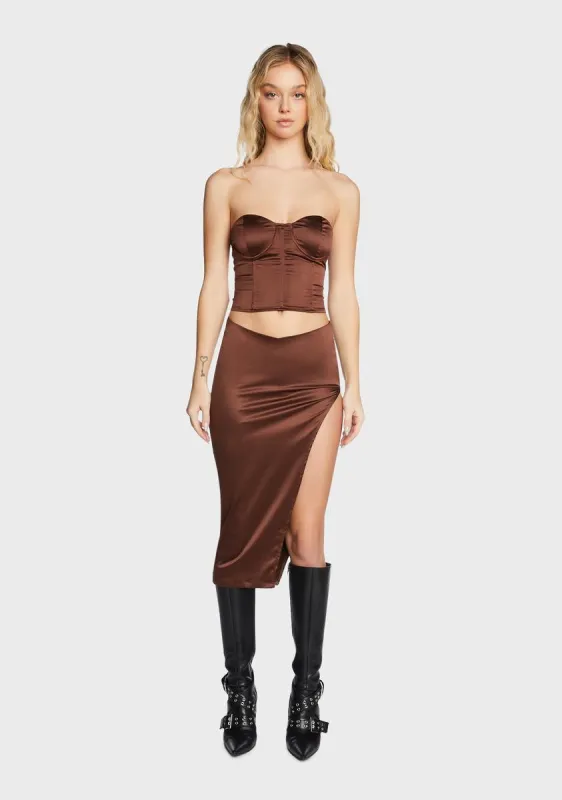 Cognac Super Freaky Skirt Set sold by Dolls Kill