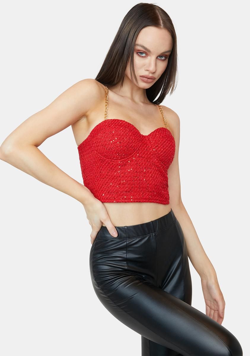 Scarlet Chained Heart Bustier Top sold by Dolls Kill