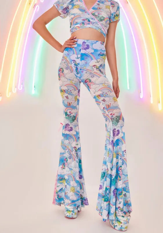 Rainbow Chaser Mesh Flare Pants sold by Dolls Kill