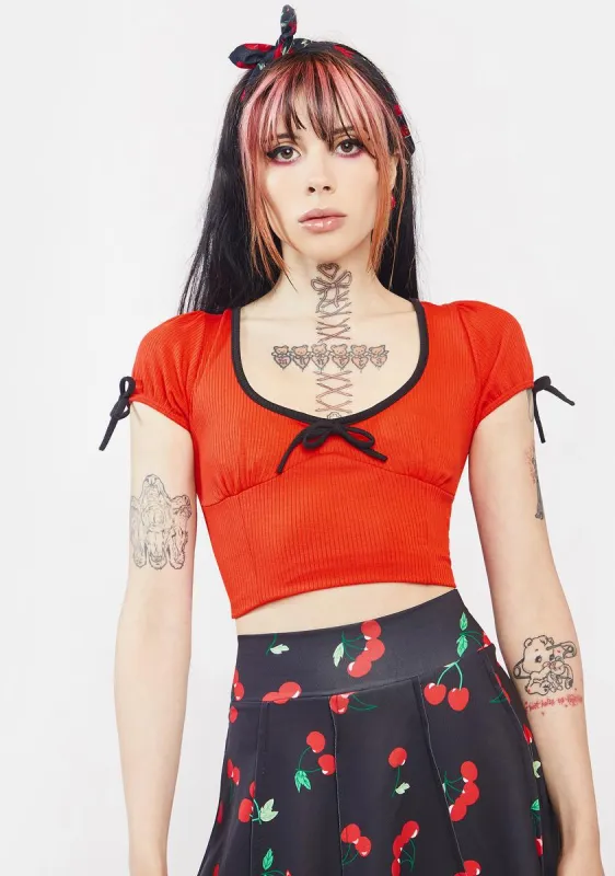 Cherry Sweeten The Deal Crop Top sold by Dolls Kill