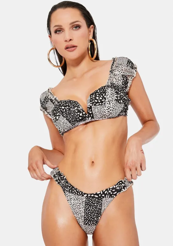 Brenda Patchwork Bikini Set sold by Dolls Kill
