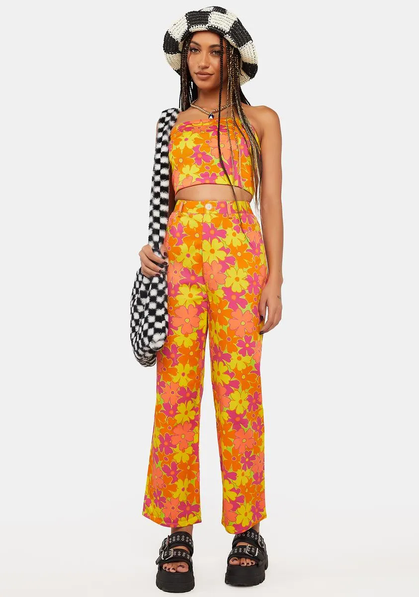 Orange Floral Bustier Crop Top sold by Dolls Kill product image thumbnail 2