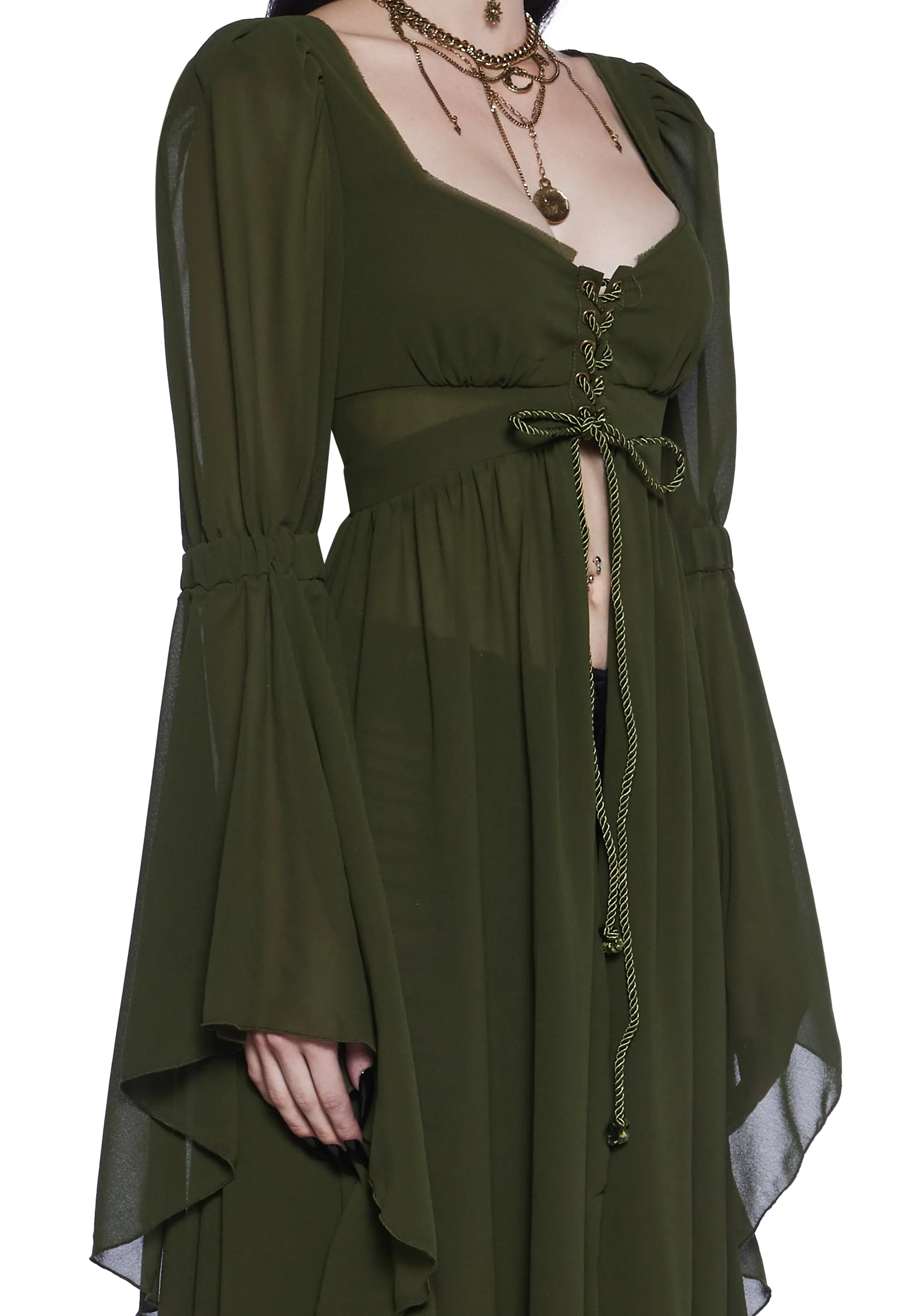 Hail To The Guardians Long Sleeve Top - Dark Green sold by Dolls Kill product image thumbnail 2