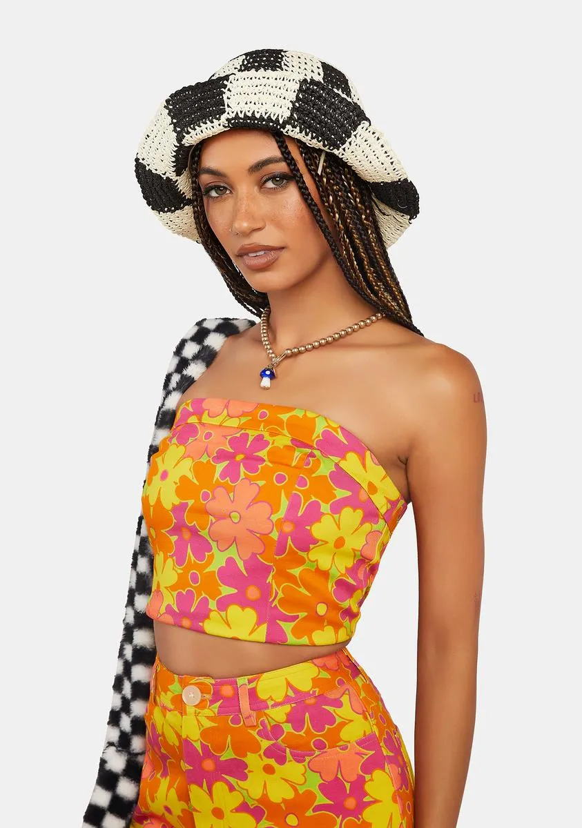 Orange Floral Bustier Crop Top sold by Dolls Kill product image thumbnail 3