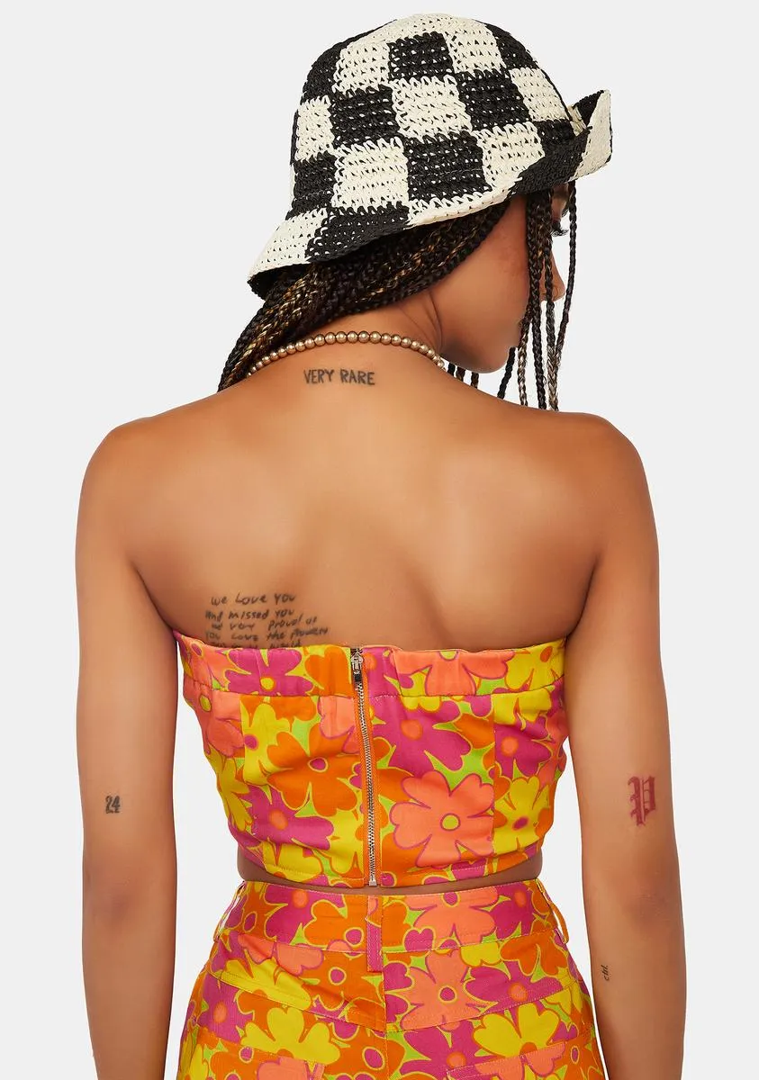 Orange Floral Bustier Crop Top sold by Dolls Kill product image thumbnail 4