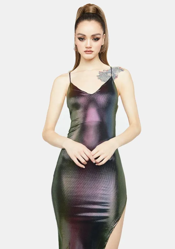 Just Like Magic Metallic Maxi Dress sold by Dolls Kill