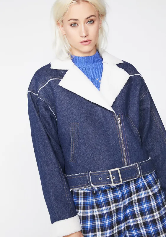 No Permission Denim Sherpa sold by Dolls Kill