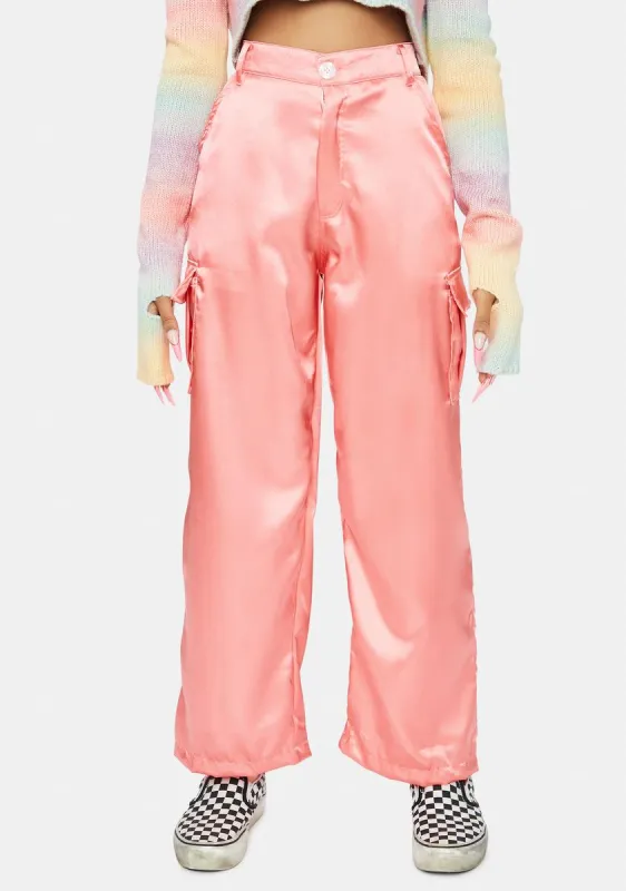 Spice It Up Satin Cargo Pants sold by Dolls Kill