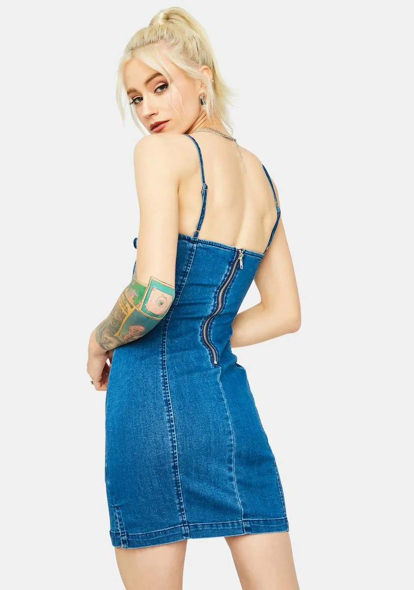 Going Swimmingly Bodycon Denim Mini Dress sold by Dolls Kill product image thumbnail 4