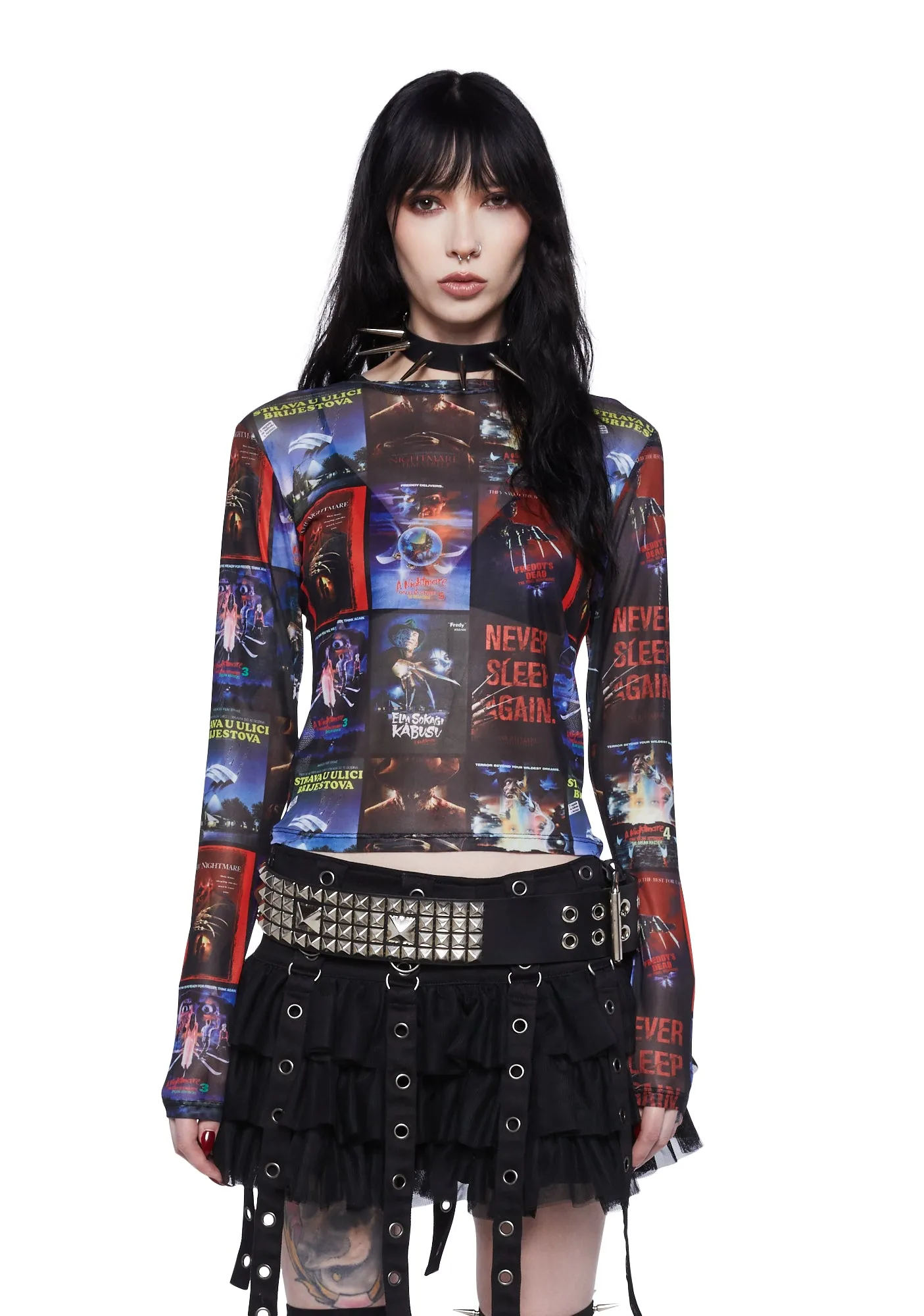 Never Sleeping Mesh Top sold by Dolls Kill