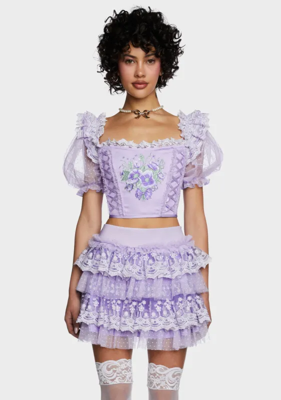 Midnight Promenade Bustier Crop Top sold by Dolls Kill