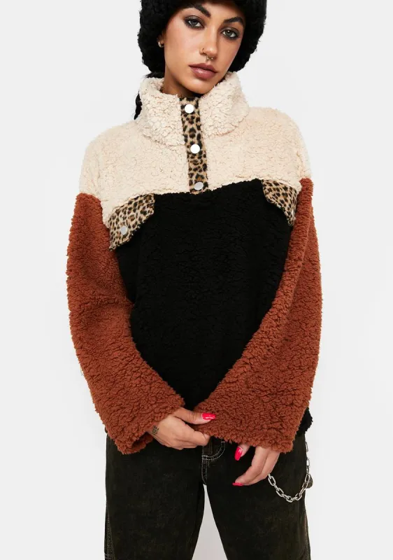 To Be Fair Colorblock Sherpa Jacket sold by Dolls Kill