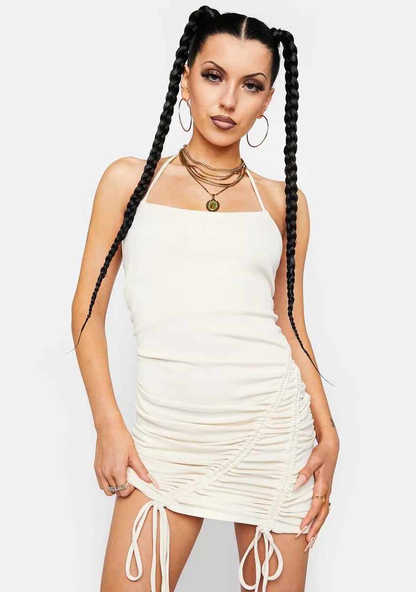 Baddie Intentions Ruched Halter Dress sold by Dolls Kill