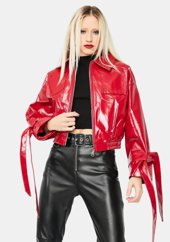 Cherry Untamed Love Vegan Leather Bomber Jacket sold by Dolls Kill