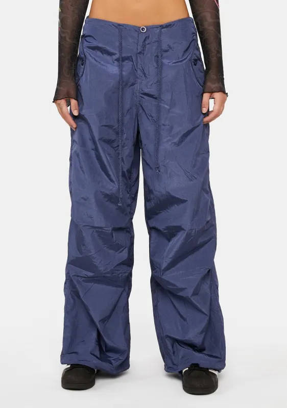 Navy Rian Nylon Cargo Pants sold by Dolls Kill