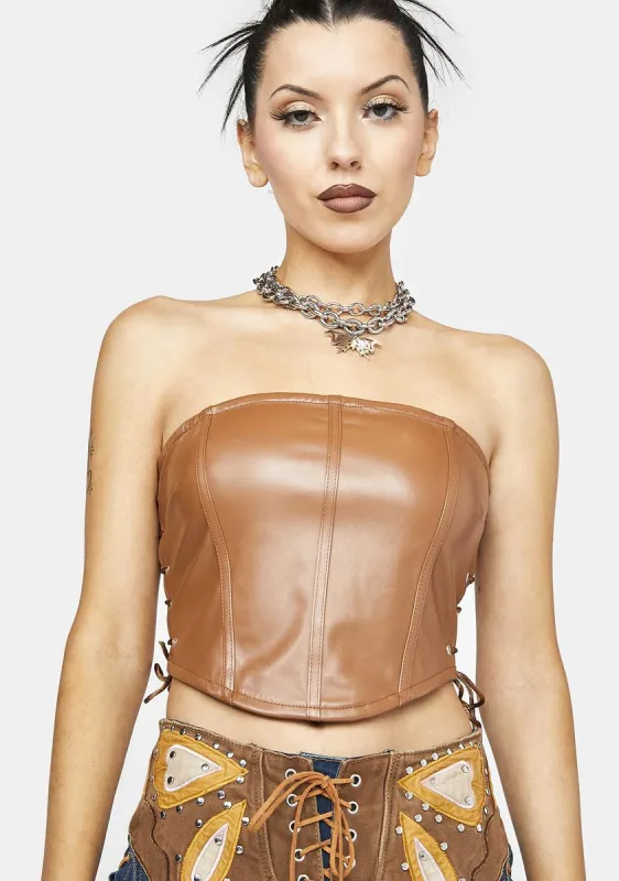 Mocha Born Scrappy Tube Top sold by Dolls Kill