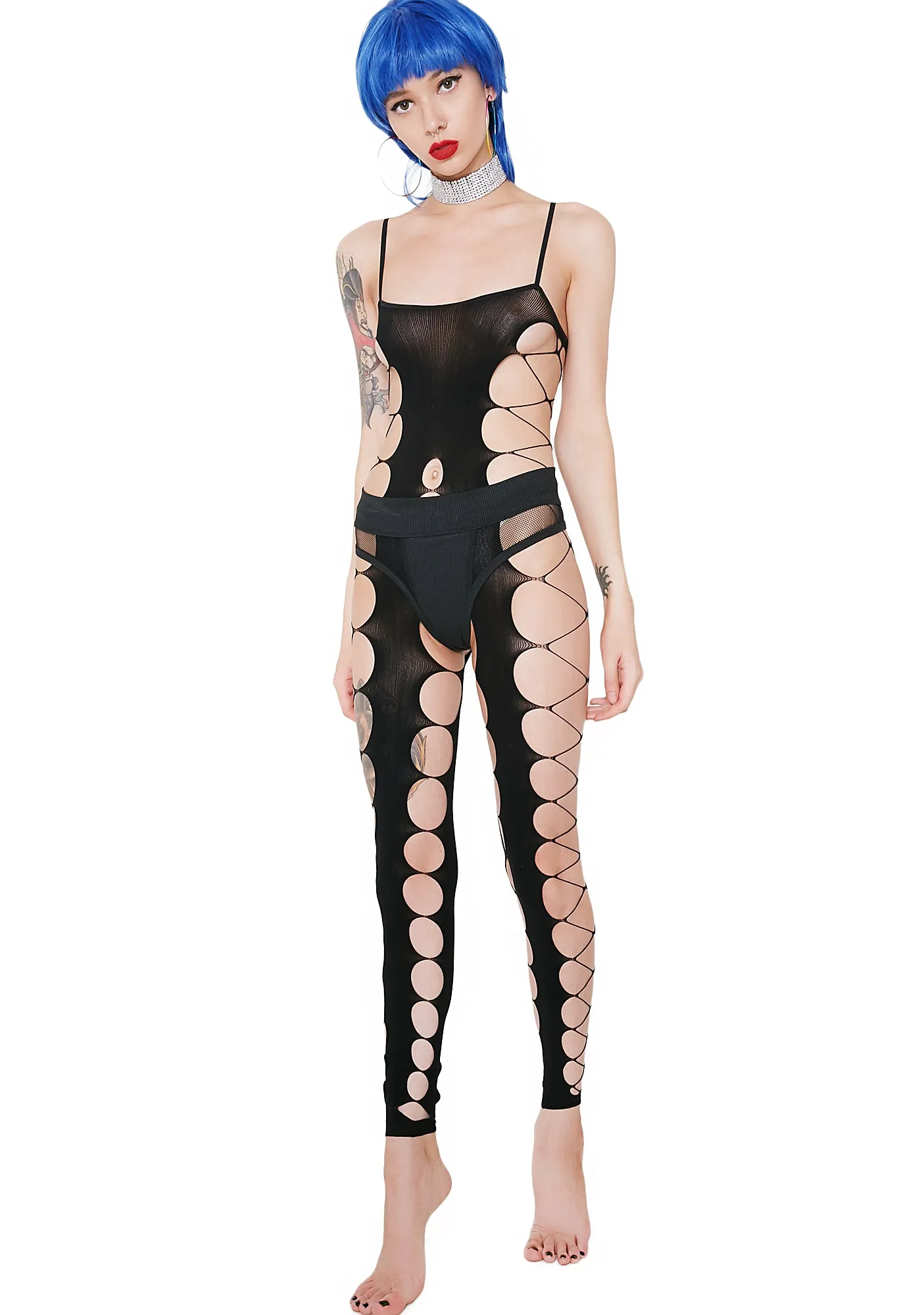 Blackheart Sheer Cut-Out Bodystocking sold by Dolls Kill product image thumbnail 3