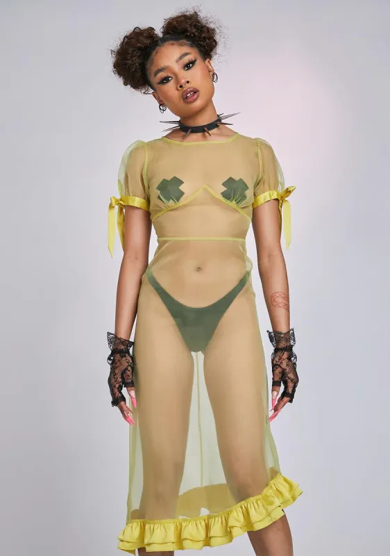 The Eugine Sheer Midi Dress sold by Dolls Kill